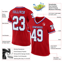 Load image into Gallery viewer, Custom Red White-Royal Mesh Authentic Throwback Football Jersey
