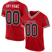 Load image into Gallery viewer, Custom Red Black-White Mesh Authentic Throwback Football Jersey
