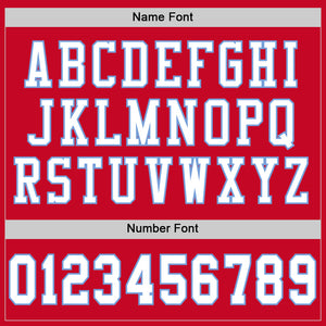 Custom Red White-Light Blue Mesh Authentic Throwback Football Jersey