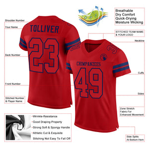 Custom Red Red-Navy Mesh Authentic Football Jersey