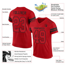Load image into Gallery viewer, Custom Red Red-Black Mesh Authentic Football Jersey
