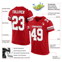Load image into Gallery viewer, Custom Red White-Gray Mesh Authentic Football Jersey
