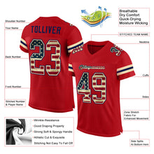 Load image into Gallery viewer, Custom Red Vintage USA Flag-Cream Mesh Authentic Football Jersey
