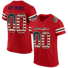 Load image into Gallery viewer, Custom Red Vintage USA Flag-Cream Mesh Authentic Football Jersey

