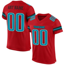 Load image into Gallery viewer, Custom Red Teal-Black Mesh Authentic Football Jersey
