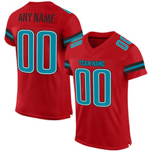 Load image into Gallery viewer, Custom Red Teal-Black Mesh Authentic Football Jersey
