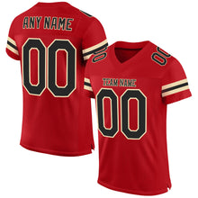 Load image into Gallery viewer, Custom Red Black-Cream Mesh Authentic Football Jersey
