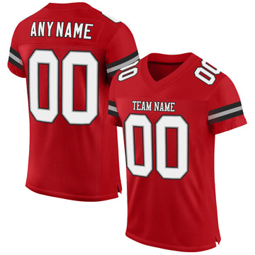 Custom Red White-Black Mesh Authentic Football Jersey