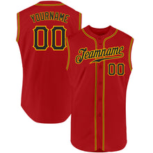 Load image into Gallery viewer, Custom Red Black-Gold Authentic Sleeveless Baseball Jersey
