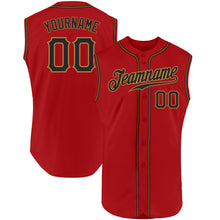 Load image into Gallery viewer, Custom Red Black-Old Gold Authentic Sleeveless Baseball Jersey

