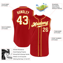 Load image into Gallery viewer, Custom Red White-Gold Authentic Sleeveless Baseball Jersey

