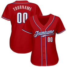 Load image into Gallery viewer, Custom Red White-Royal Authentic Baseball Jersey
