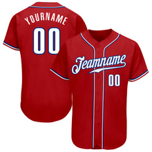 Load image into Gallery viewer, Custom Red White-Royal Authentic Baseball Jersey
