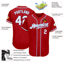 Load image into Gallery viewer, Custom Red White-Light Blue Authentic Baseball Jersey
