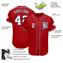 Load image into Gallery viewer, Custom Red White-Navy Authentic Baseball Jersey
