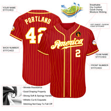 Load image into Gallery viewer, Custom Red Gold Pinstripe White-Gold Authentic Baseball Jersey
