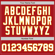 Load image into Gallery viewer, Custom Red Gold Pinstripe White-Gold Authentic Baseball Jersey
