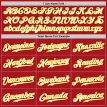 Load image into Gallery viewer, Custom Red Gold Pinstripe White-Gold Authentic Baseball Jersey
