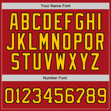 Load image into Gallery viewer, Custom Red Gold Pinstripe Gold-Black Authentic Baseball Jersey
