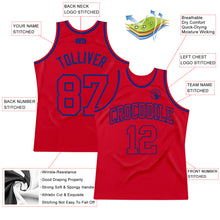 Load image into Gallery viewer, Custom Red Red-Royal Authentic Throwback Basketball Jersey
