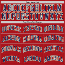 Load image into Gallery viewer, Custom Red Navy-Old Gold Authentic Throwback Basketball Jersey

