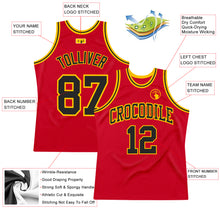 Load image into Gallery viewer, Custom Red Black-Gold Authentic Throwback Basketball Jersey
