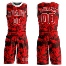 Load image into Gallery viewer, Custom Red Red-Black Round Neck Sublimation Basketball Suit Jersey
