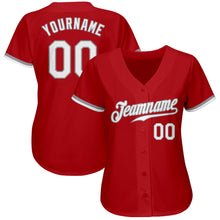 Load image into Gallery viewer, Custom Red White-Gray Authentic Baseball Jersey
