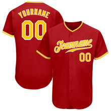 Load image into Gallery viewer, Custom Red Gold-White Authentic Baseball Jersey
