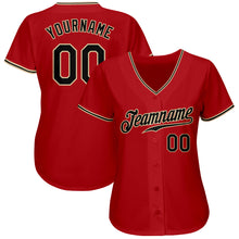Load image into Gallery viewer, Custom Red Black-City Cream Authentic Baseball Jersey

