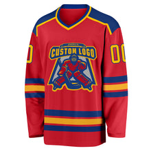 Load image into Gallery viewer, Custom Red Gold-Royal Hockey Jersey
