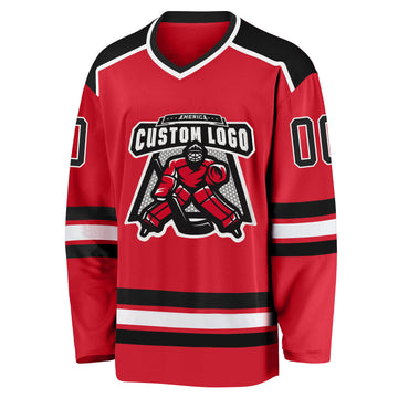 Custom Red Black-White Hockey Jersey