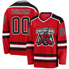 Load image into Gallery viewer, Custom Red Black-White Hockey Jersey
