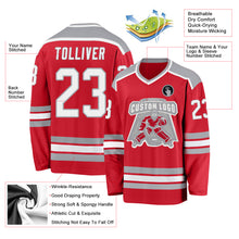 Load image into Gallery viewer, Custom Red White-Gray Hockey Jersey
