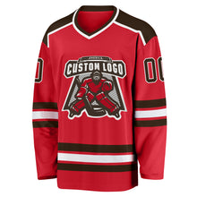 Load image into Gallery viewer, Custom Red Brown-White Hockey Jersey
