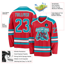 Load image into Gallery viewer, Custom Red Teal-White Hockey Jersey
