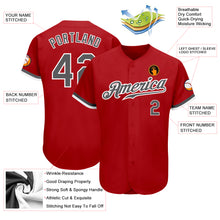 Load image into Gallery viewer, Custom Red Steel Gray-White Authentic Baseball Jersey
