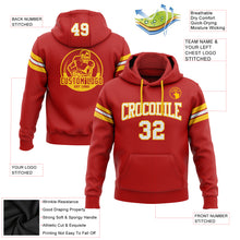 Load image into Gallery viewer, Custom Stitched Red White-Gold Football Pullover Sweatshirt Hoodie

