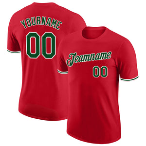 Custom Red Green-White Performance T-Shirt