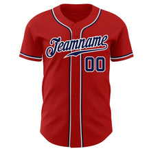Load image into Gallery viewer, Custom Red Navy-White Authentic Baseball Jersey
