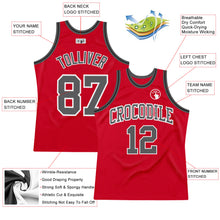 Load image into Gallery viewer, Custom Red Steel Gray-Black Authentic Throwback Basketball Jersey
