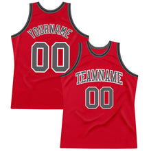 Load image into Gallery viewer, Custom Red Steel Gray-Black Authentic Throwback Basketball Jersey
