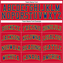 Load image into Gallery viewer, Custom Red Royal-Gold Authentic Throwback Basketball Jersey
