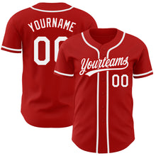 Load image into Gallery viewer, Custom Red White Authentic Baseball Jersey
