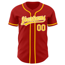 Load image into Gallery viewer, Custom Red Gold-White Authentic Baseball Jersey
