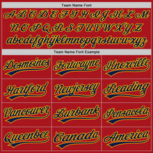 Load image into Gallery viewer, Custom Red Navy-Gold Authentic Baseball Jersey
