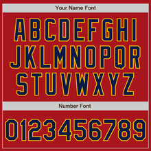 Load image into Gallery viewer, Custom Red Navy-Gold Authentic Baseball Jersey
