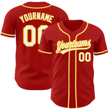 Load image into Gallery viewer, Custom Red White-Gold Authentic Baseball Jersey
