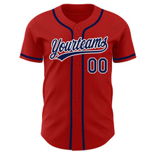 Load image into Gallery viewer, Custom Red Navy-White Authentic Baseball Jersey
