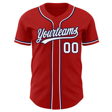 Load image into Gallery viewer, Custom Red White-Navy Authentic Baseball Jersey
